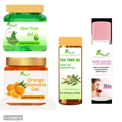 Alovera gel , Orange gel , Tea Tree oil , Rose water for skin 100 ml each-thumb0