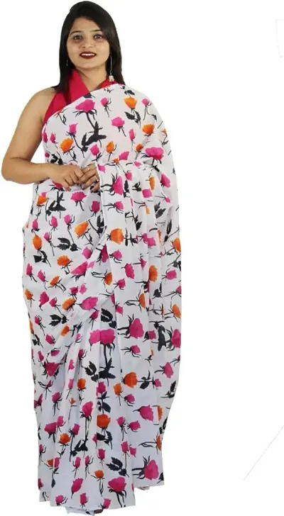 Classy Party Wear Soft Cotton Printed Sarees with Blouse Piece