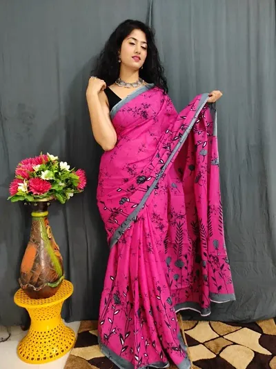 Jaipuri red bandhej hand block print cotton saree | Kiran's Boutique