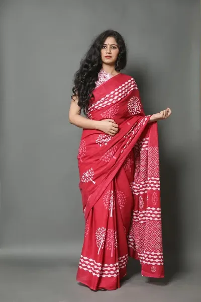 Attractive Jaipuri Cotton Mulmul Sarees With Blouse Piece