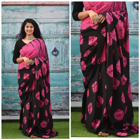 Printed Cotton Mulmul Sarees With Blouse Piece