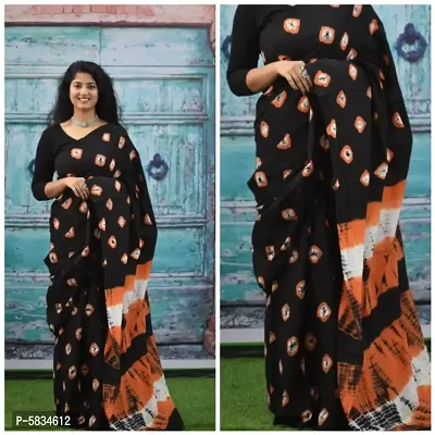 Jaipuri, bagru hand block print pure cotton mulmul saree-thumb0