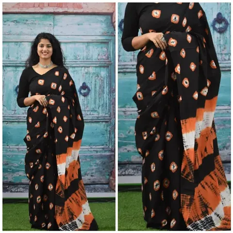 Adorable Jaipuri Printed Cotton Mulmul Sarees With Blouse Piece
