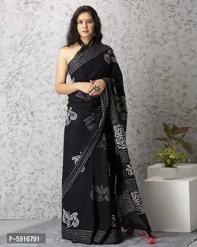 Jaipuri Bagru Print Pure Cotton Mulmul Sarees-thumb0