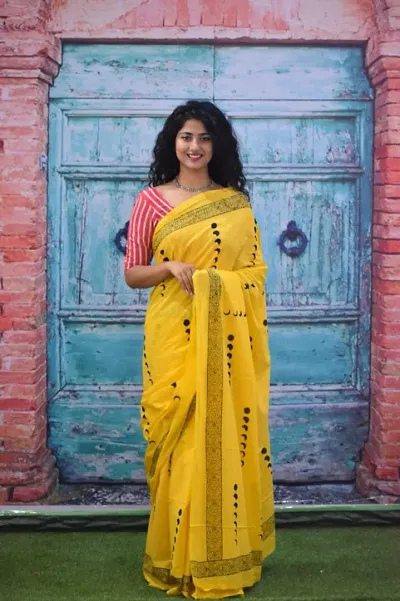 Attractive Cotton Mulmul Jaipuri Printed Sarees