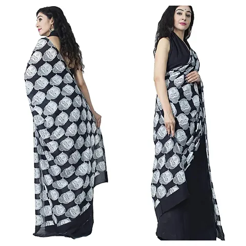 New Stylish Printed Cotton Sarees with Blouse Piece