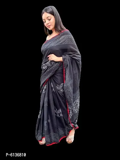 New Trendy Cotton Printed Ikat Saree with Blouse piece-thumb0