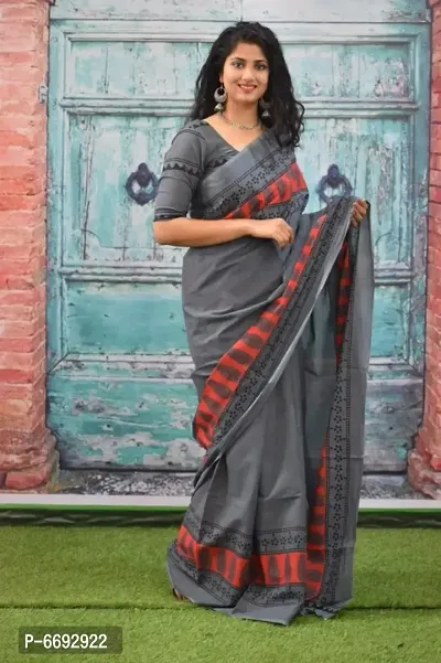 Beautiful Cotton Mulmul Saree With Blouse Piece-thumb0