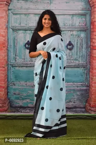 Beautiful Cotton Mulmul Saree With Blouse Piece-thumb0