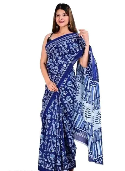 Elegant Cotton Printed Saree with Blouse piece