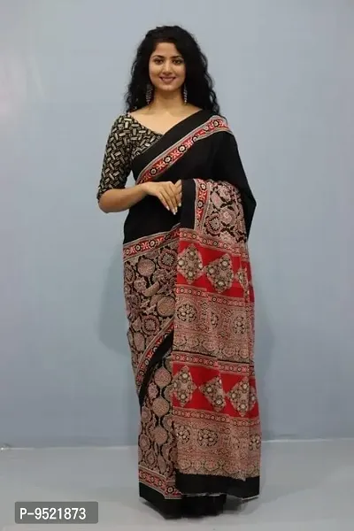 Beautiful Cotton Mulmul Printed Saree With Blouse Piece