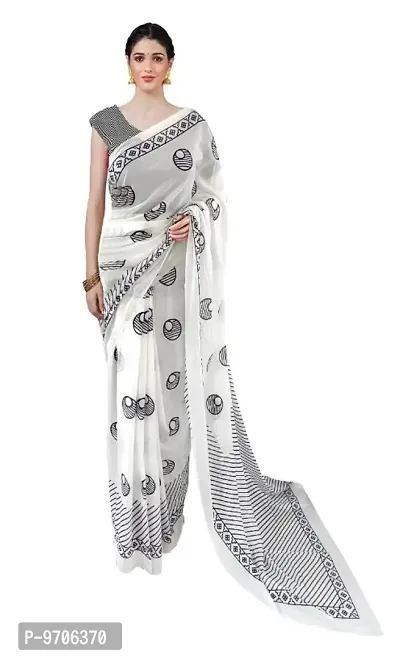 Beautiful Printed Cotton Mumul Saree with Blouse piece-thumb0