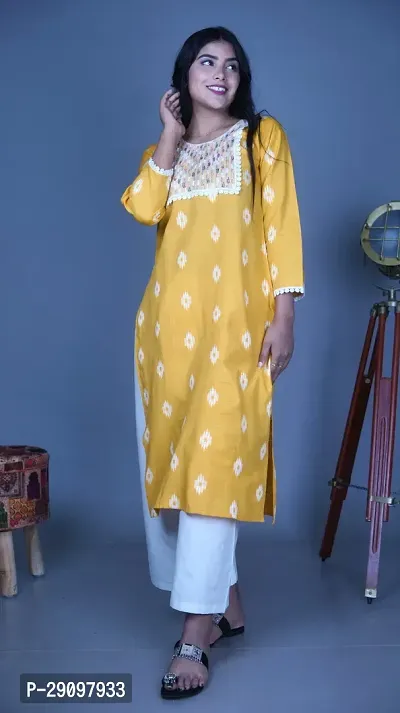 Stylish Cotton Embroidered Kurta with Pallazo for women-thumb0