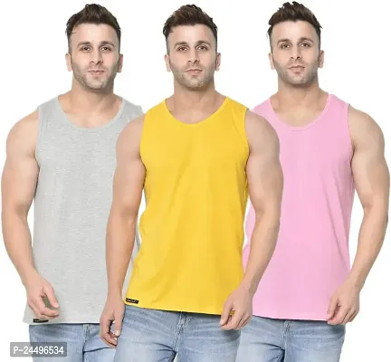 DIWAZZO Mens Cotton Vest Crafted with Bio Washed Cotton- Pack of 3-thumb0