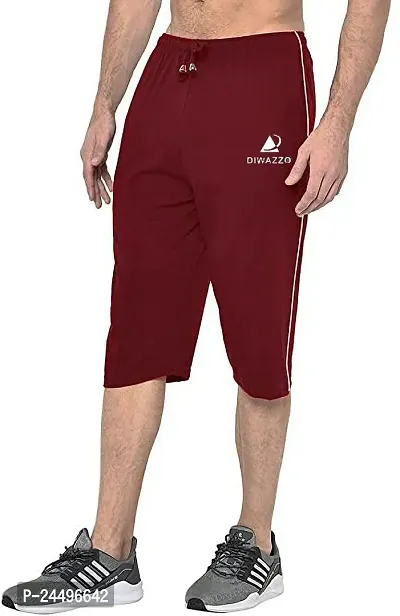 DIWAZZO Solid Men Three Fourths Track Pant for Men and Boys-thumb2