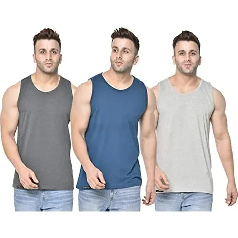 DIWAZZO Mens Vest Crafted with Bio Washed Cotton- Pack of 3