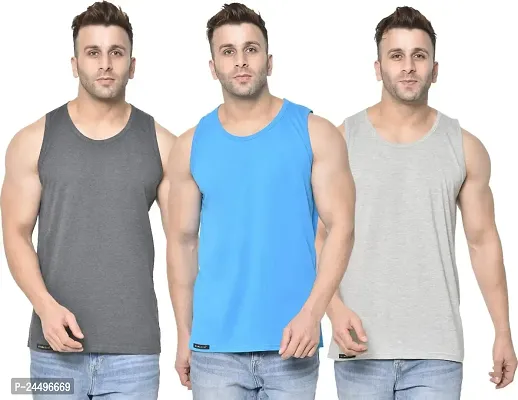 DIWAZZO Mens Cotton Vest Crafted with Bio Washed Cotton- Pack of 3-thumb0