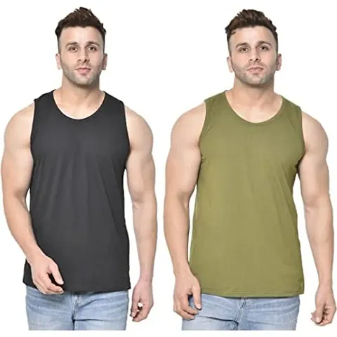 DIWAZZO Mens Cotton Vest Crafted with Bio Washed Cotton Pack of 2