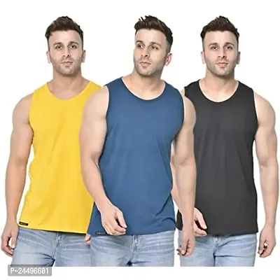 DIWAZZO Mens Cotton Vest Crafted with Bio Washed Cotton- Pack of 3-thumb0