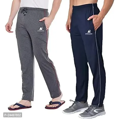 DIWAZZO Regular Solid Track Pants for Men and Boys (Small, Grey::DarkBlue)