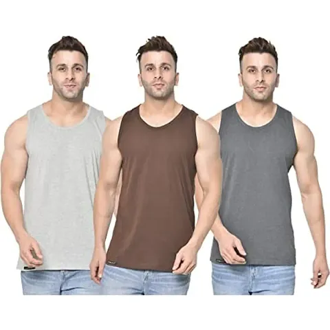 DIWAZZO Mens Vest Crafted with Bio Washed Cotton- Pack of 3