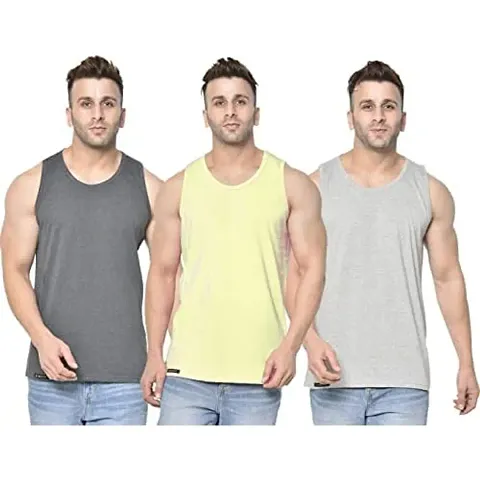 DIWAZZO Mens Vest Crafted with Bio Washed Cotton- Pack of 3