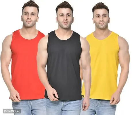 DIWAZZO Mens Cotton Vest Crafted with Bio Washed Cotton- Pack of 3-thumb0