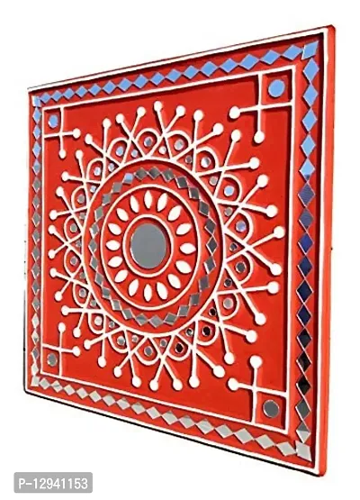 Chitra Artworks_Wall Mirror | Home Decor Items | Decorative Items for Home(31 cm X 31 cm X 2 cm) (Red)-thumb3