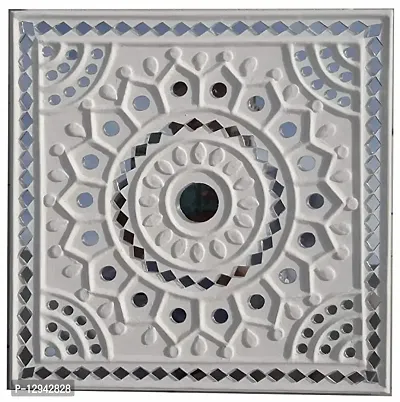 Chitra Artworks_Wall Mirror | Home Decor Items | Decorative Items for Home(31 cm X 31 cm X 2 cm) (White)