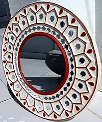 Chitra Artworks_Wall Mirror | Home Decor Items | Decorative Items for Home(31 cm X 31 cm X 2 cm) (White - Red)-thumb2