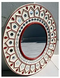 Chitra Artworks_Wall Mirror | Home Decor Items | Decorative Items for Home(31 cm X 31 cm X 2 cm) (White - Red)-thumb1