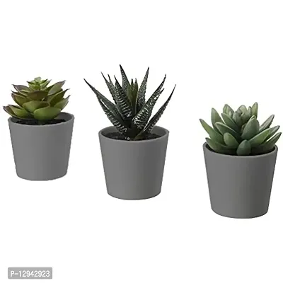 Chitra Artworks Artificial Potted Indoor/Outdoor Succulent Plants ( 3 Piece, Green)-thumb0