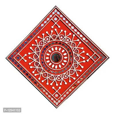 Chitra Artworks_Wall Mirror | Home Decor Items | Decorative Items for Home(31 cm X 31 cm X 2 cm) (Red)-thumb2