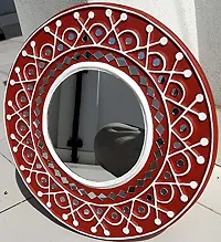 Chitra Artworks_Wall Mirror | Home Decor Items | Decorative Items for Home(31 cm X 31 cm X 2 cm) (Red - White)-thumb2