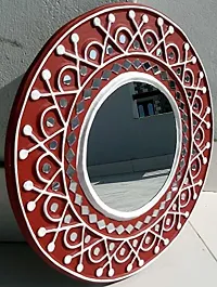 Chitra Artworks_Wall Mirror | Home Decor Items | Decorative Items for Home(31 cm X 31 cm X 2 cm) (Red - White)-thumb1