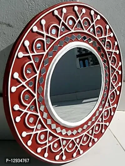 Chitra Artworks_Wall Mirror | Home Decor Items | Decorative Items for Home(31 cm X 31 cm X 2 cm) (Red - White)-thumb2