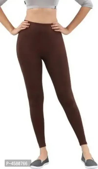 Solid Viscose Spandex Ankle Length Leggings For Women's-thumb0