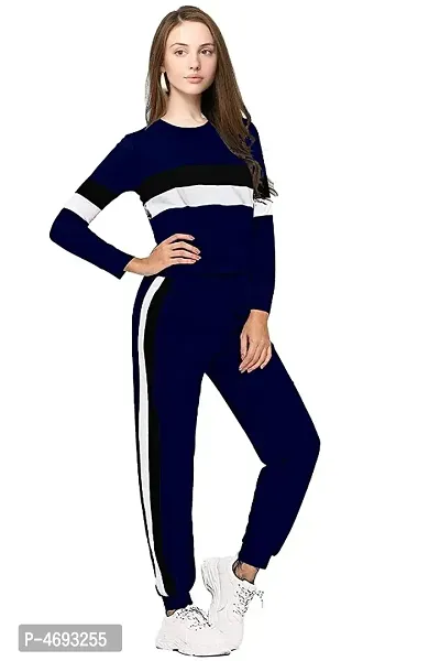 Women's Solid Cotton Printed Track Suit-thumb2