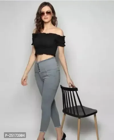Stylish Grey Denim  Jeans For Women