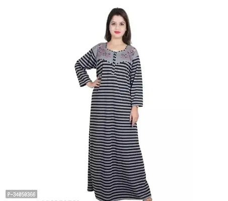 Stylish Black Cotton Nighty For Women-thumb0