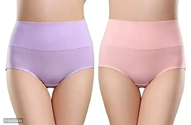 Awsome Cotton Spandex Solid Full Coverage Hipster Panty Set, (Pack Of 2)-thumb0