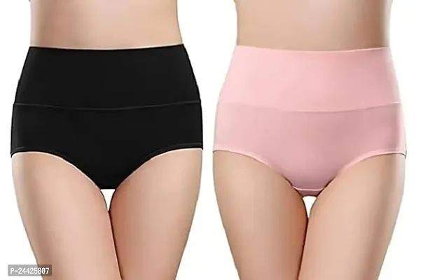 Awsome Cotton Spandex Solid Full Coverage Hipster Panty Set, (Pack Of 2)