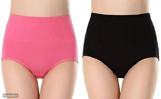 Awsome Cotton Spandex Solid Full Coverage Hipster Panty Set, (Pack Of 2)