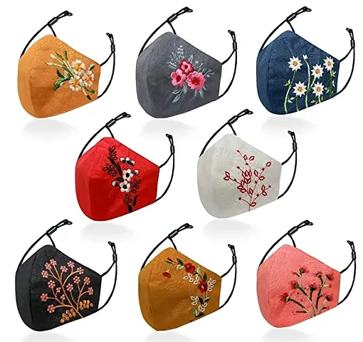 Stylish Fancy Cotton Breathable Fabric Anti-Bacterial Reusable Mask Pack Of 8