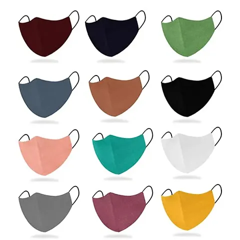 Stylish Fancy Cotton Breathable Fabric Anti-Bacterial Reusable Mask Pack Of 12
