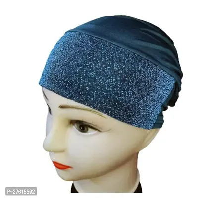 Fancy Blue Cotton Canvas Hijab Cap For Women-thumb0