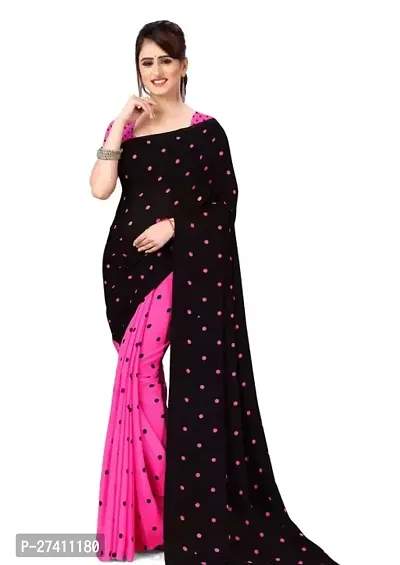 Elegant Multicoloured Georgette Printed Saree with Blouse piece