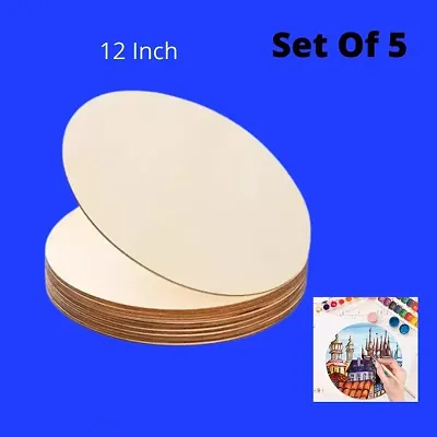 12 inch Round Circle MDF 2.5mm Thickness MDF Boards for Art and Craft, Painting Pine Wood Veneer  (30 cm x 30 cm)