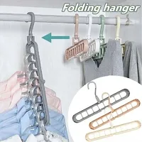 Plastic Multi Functional Adjutable  Folding Clothes Hanger Holder Portable Anti-Slip Storage Rack Space Saving Hook for Garment Drying (Multicolor, Pack Of 3)-thumb2