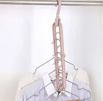 Plastic Multi Functional Adjutable  Folding Clothes Hanger Holder Portable Anti-Slip Storage Rack Space Saving Hook for Garment Drying (Multicolor, Pack Of 3)-thumb3